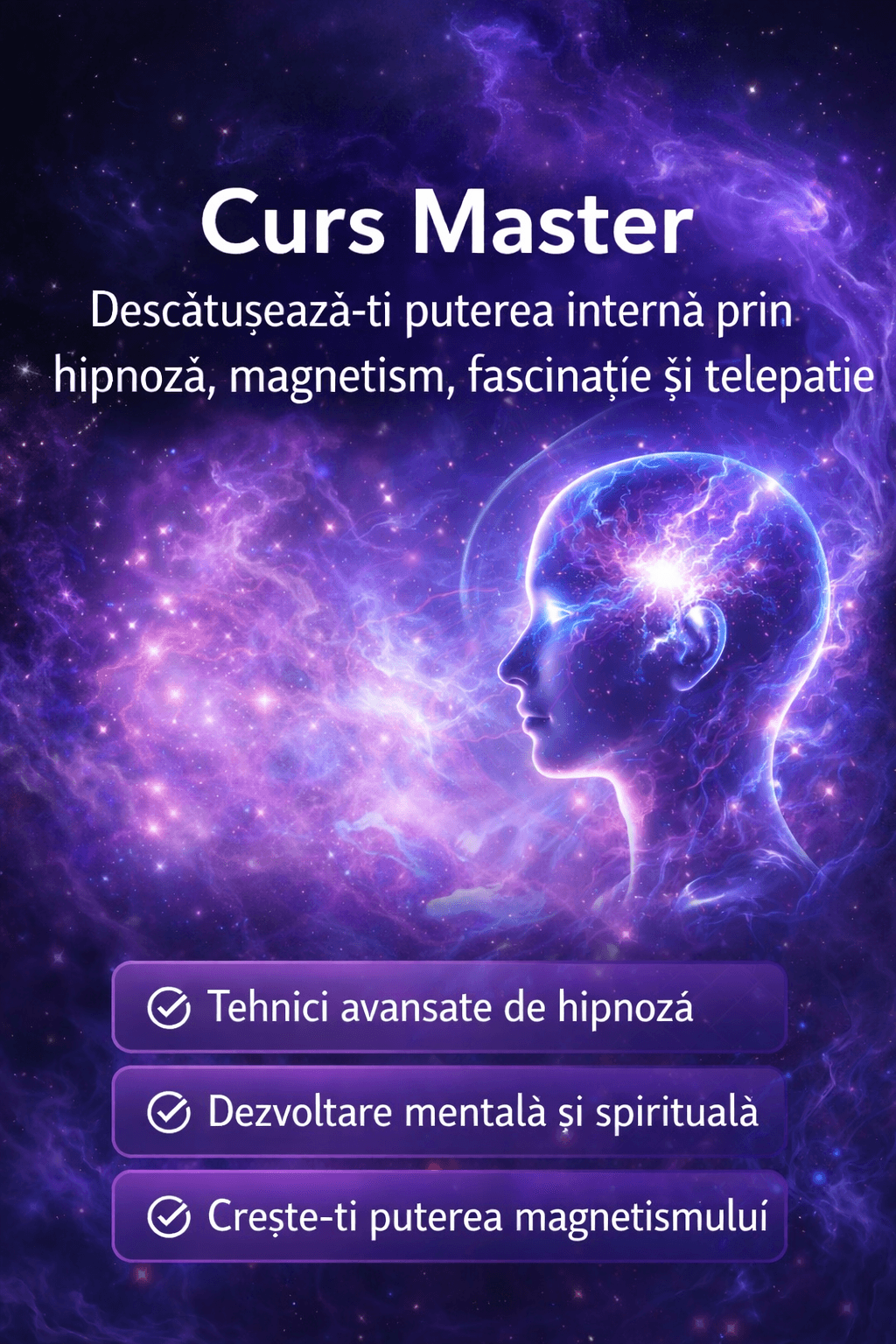 Avans Curs Master - Descătușează ți puterea interna prin hipnoză, magnetism, fascinație și telepsichism (copie)